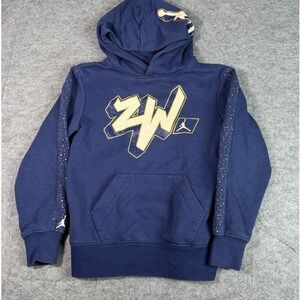 Jordan Zion Williamson Boy Hoodie Navy Blue Gold Graphic Pullover S 8-10
